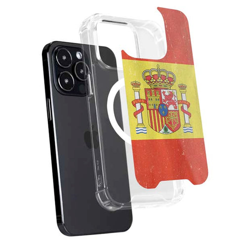 Spain Flag Distressed iPhone 16 Pro MagSafe Case